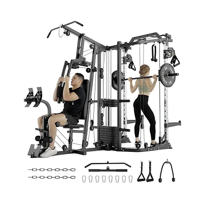 Mikolo Leg Extension and Curl Machine, Adjustable Leg Curl Machine, Seated Leg Extension and Lying Curl Machine for Home Gym