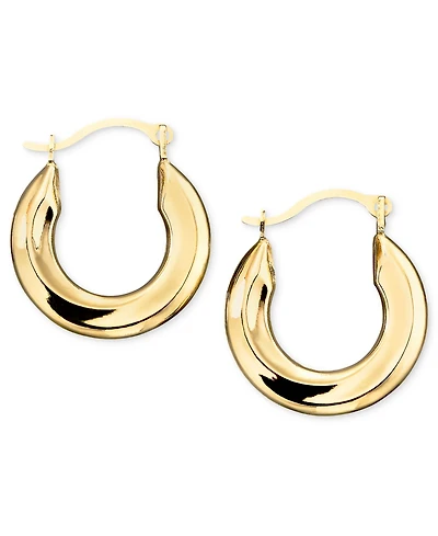 Small Polished Tube Hoop Earrings 10k Gold and White
