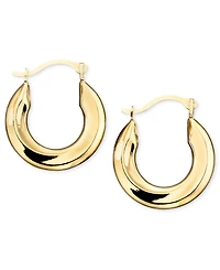 Small Polished Tube Hoop Earrings in 10k Gold and White Gold
