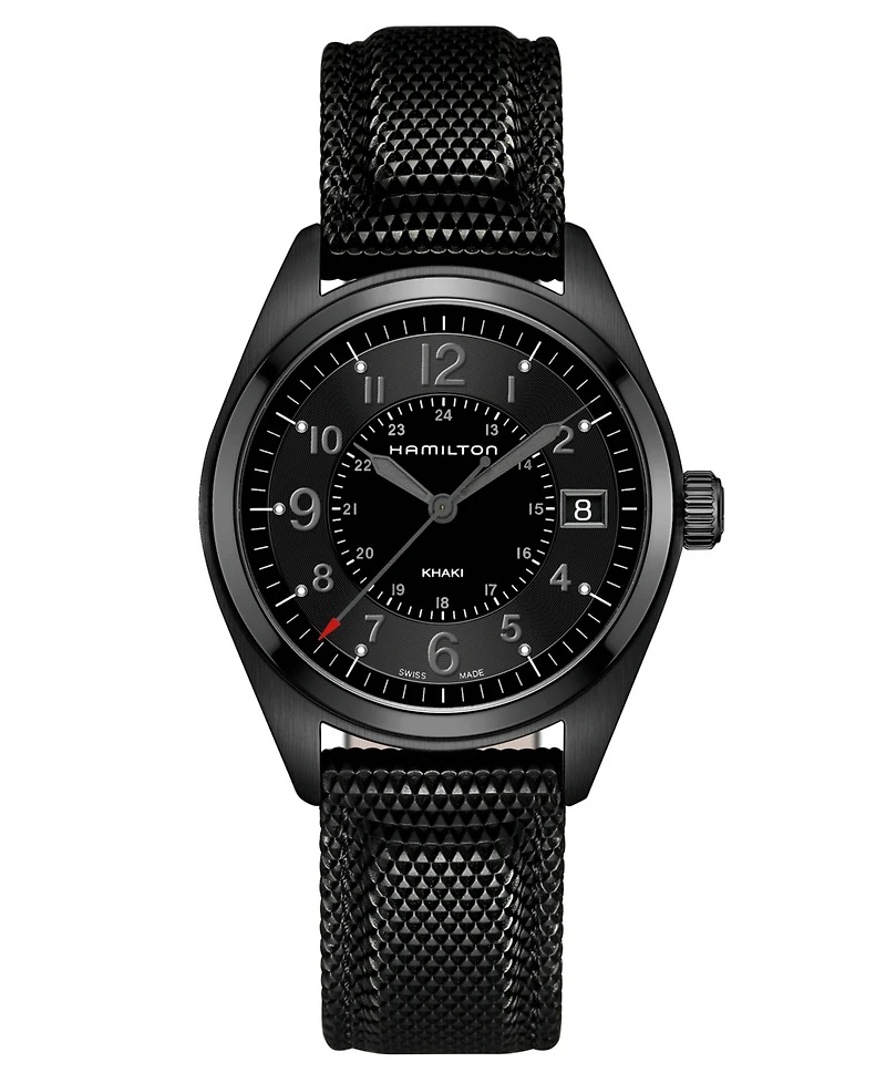 Hamilton Men's Swiss Khaki Field Black Rubber Strap Watch 40mm H68401735