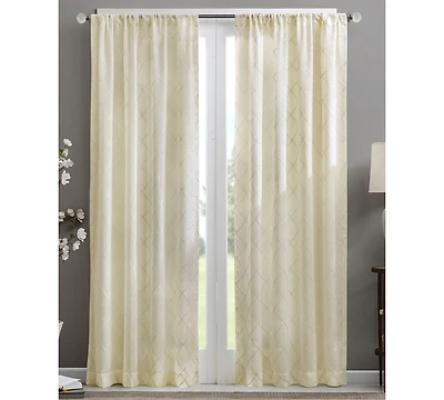 rina Diamond Sheer Window Curtain, Ivory sheer curtains 95 inches long Single Curtain, Width 50 curtains sheer for Bedroom and Living Room, Easy To Ha