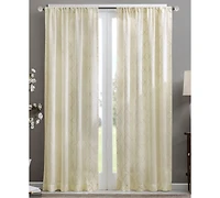 rina Diamond Sheer Window Curtain, Ivory sheer curtains 95 inches long Single Curtain, Width 50 curtains sheer for Bedroom and Living Room, Easy To Ha