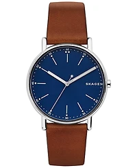 Skagen Men's Signatur Brown Leather Strap Watch 40mm SKW6355
