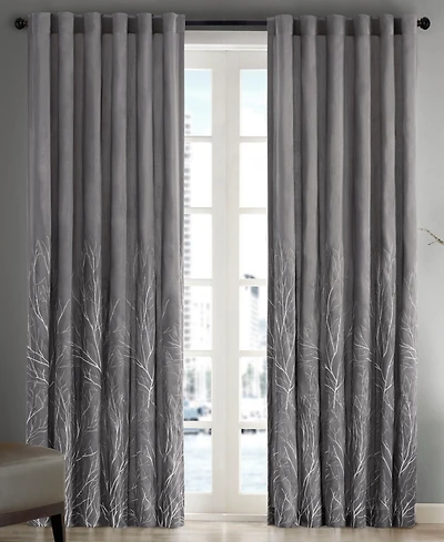 Madison Park Andora Botanical Embroidered Curtain Panel, 50"W x 95"L