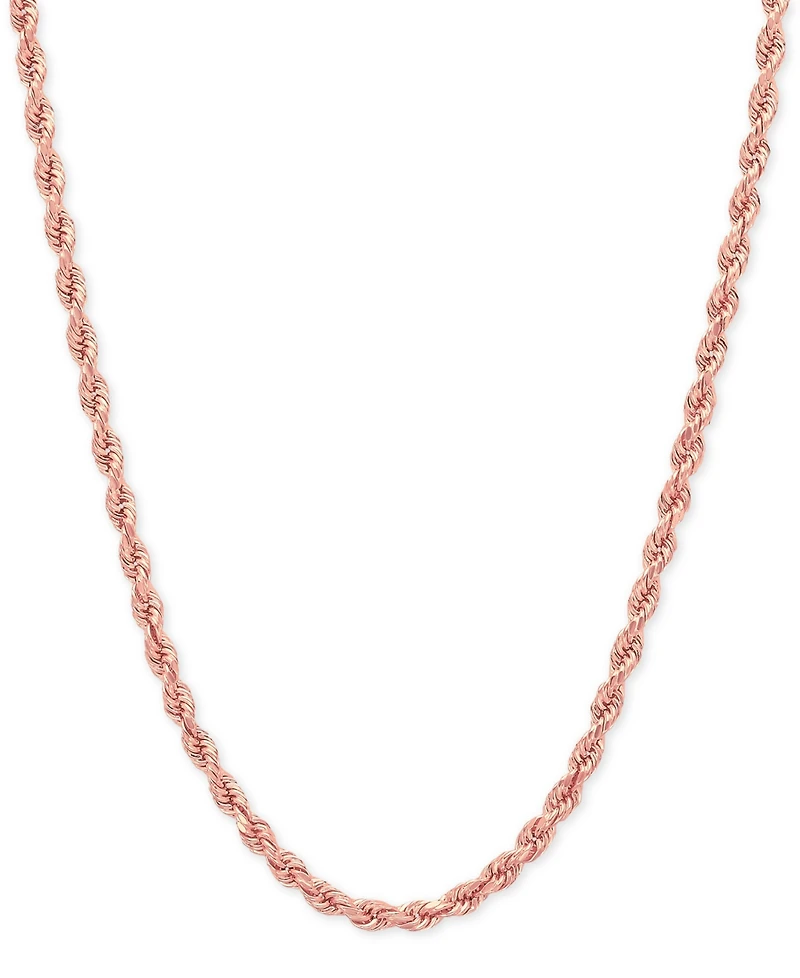 Lightweight 14k Rose Gold Diamond-Cut Rope Chain 20" Necklace (2-1/2mm)