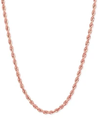 Lightweight 14k Rose Gold Diamond-Cut Rope Chain 20" Necklace (2-1/2mm)