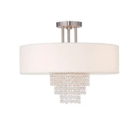 Livex Carlisle 18'' Brushed Nickel Semi Flush
