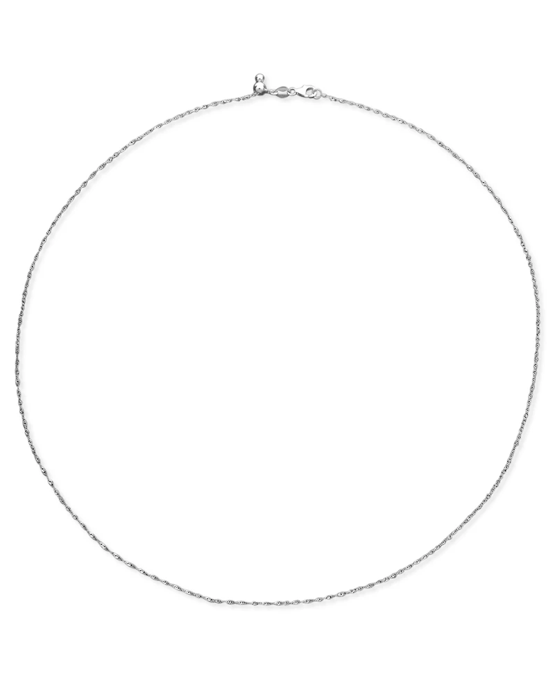14k White Gold Necklace (1-1/6mm), Adjustable 16-20" Singapore Chain