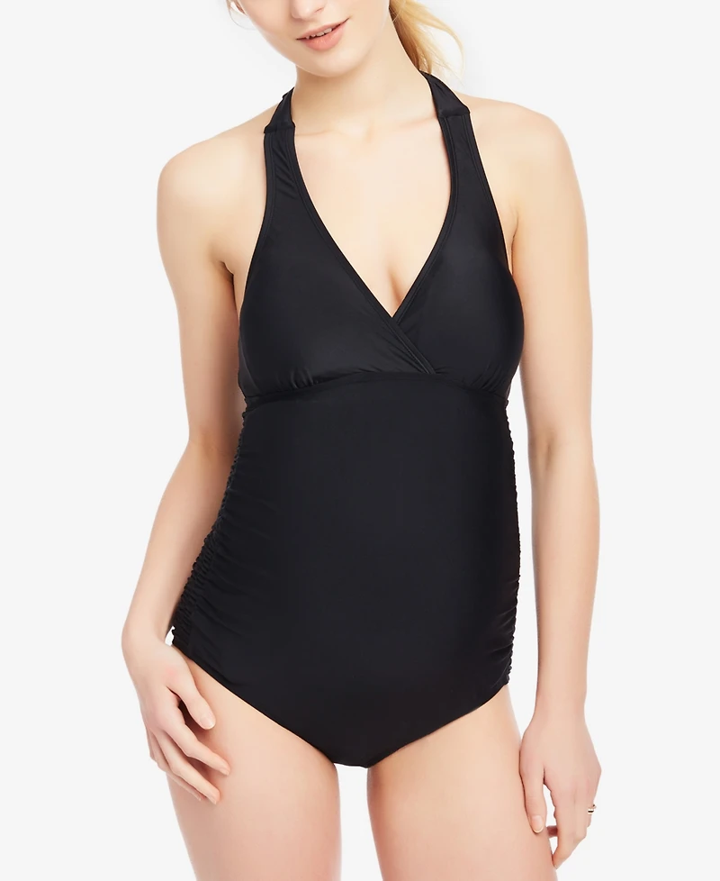 Motherhood Maternity Beach Bump Smocked Waist Maternity One-Piece Upf 50+ Swimsuit