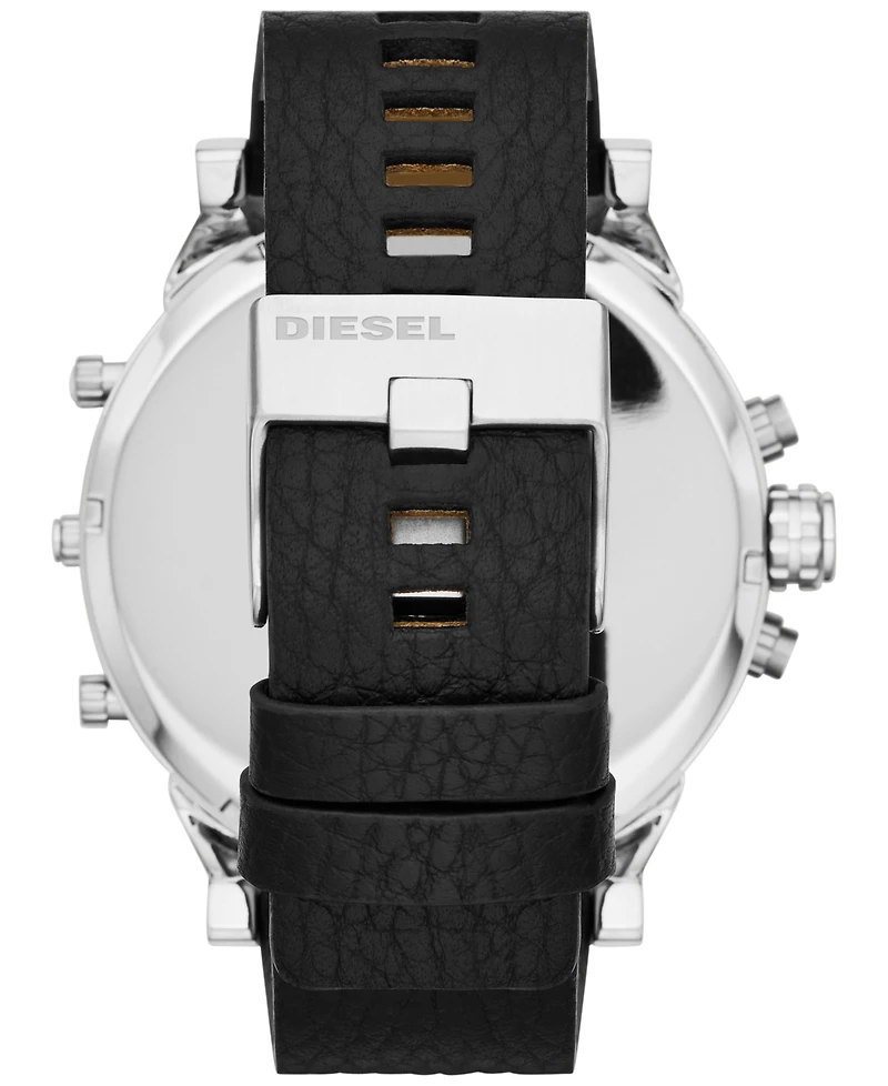Diesel Men's Chronograph Mr. Daddy 2.0 Black Leather Strap Watch 66x57mm DZ7313