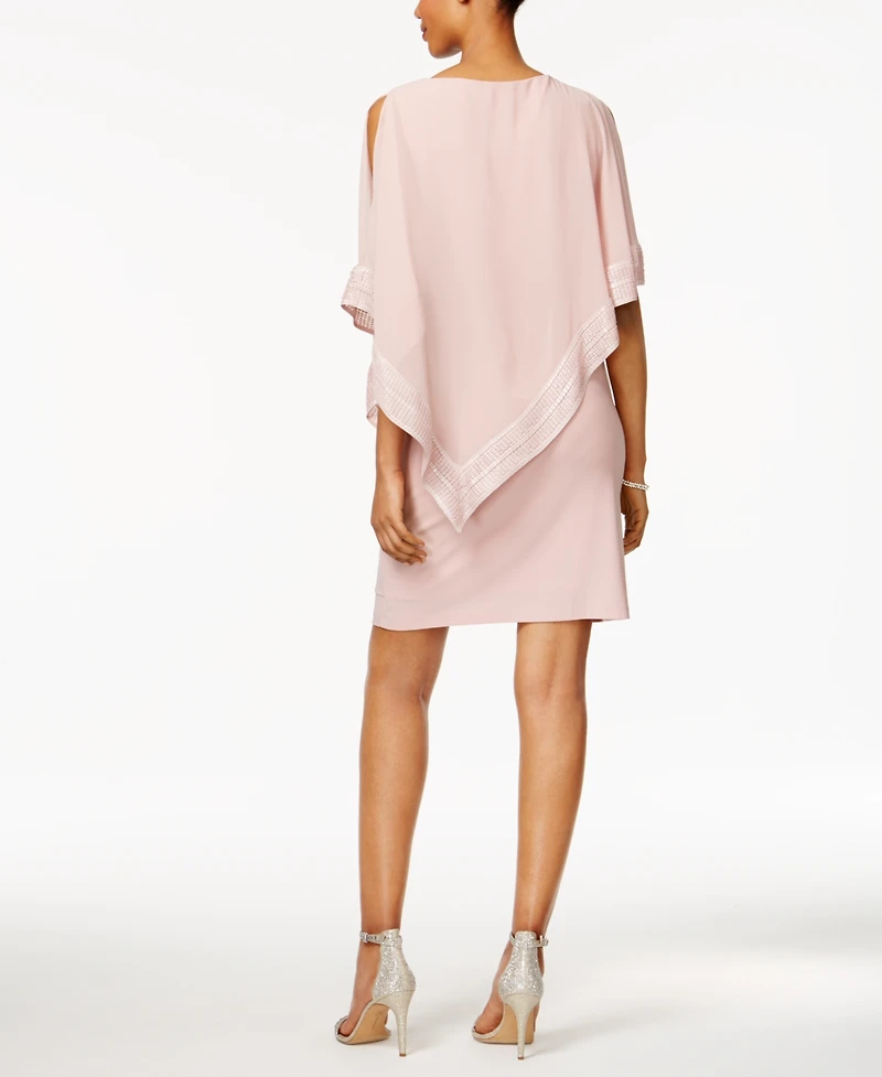 Sl Fashions Metallic-Trim Capelet Sheath Dress