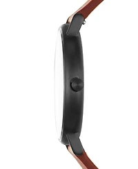 Skagen Men's Signatur Brown Leather Strap Watch 40mm SKW6374