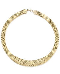 Italian Gold Wide Mesh Graduated 18" Statement Necklace 14k Yellow (Also White Gold)