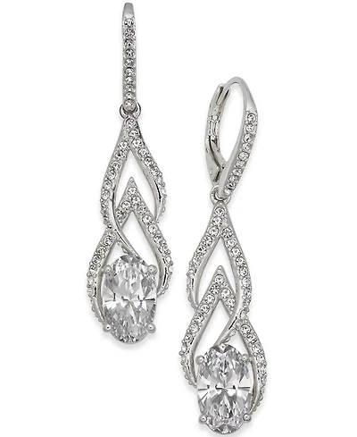 Eliot Danori Silver-Tone Crystal & Pave Drop Earrings, Created for Macy's