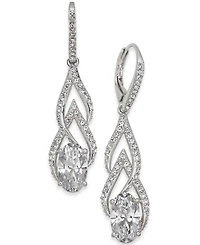 Eliot Danori Silver-Tone Crystal & Pave Drop Earrings, Created for Macy's
