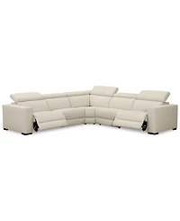 Nevio 5-Pc. Leather "L" Shaped Sectional with 2 Power Recliners Articulating Headrests, Created for Macy's