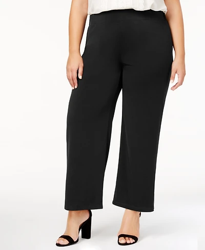 Ny Collection Petite Plus Pull-On Wide-Leg Pants, Created for Macy's