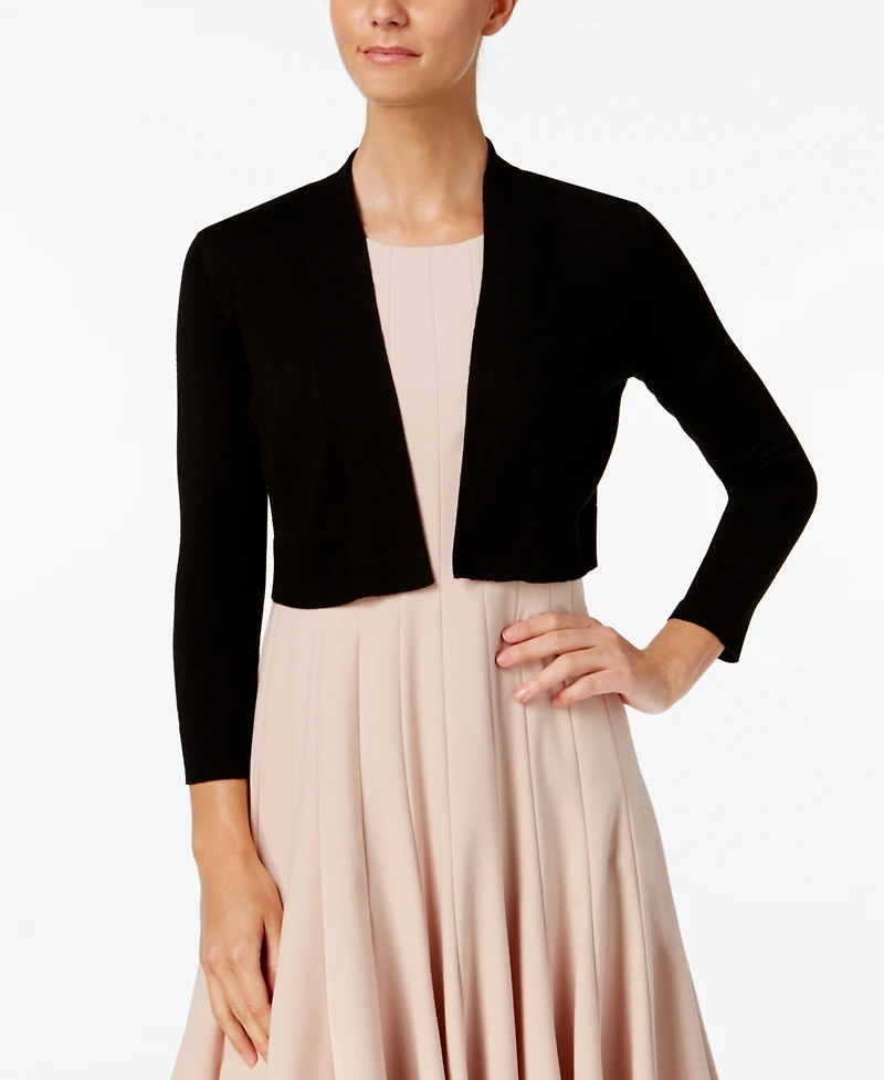 Calvin Klein Women's Cropped Open-Front Three-Quarter Sleeve Cardigan