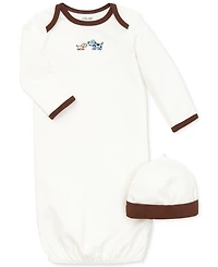Little Me Baby Boys Cute Puppies Gown and Hat, 2 Piece Set