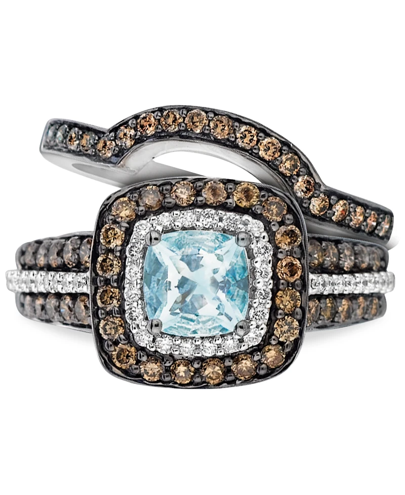 Le Vian Aquamarine (3/4 ct. t.w.) and Chocolate Diamonds (3/4 ct. t.w.) in 14k White Gold
