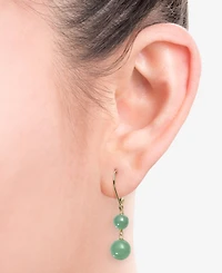 Dyed Jade (6 & 8mm) Beaded Drop Earrings in 14k Gold