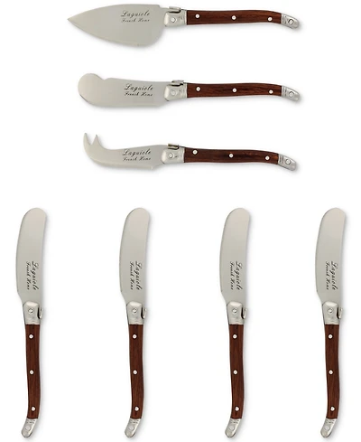 French Home Laguiole Pakkawood Cheese Knife & Spreader Set 7 Piece.