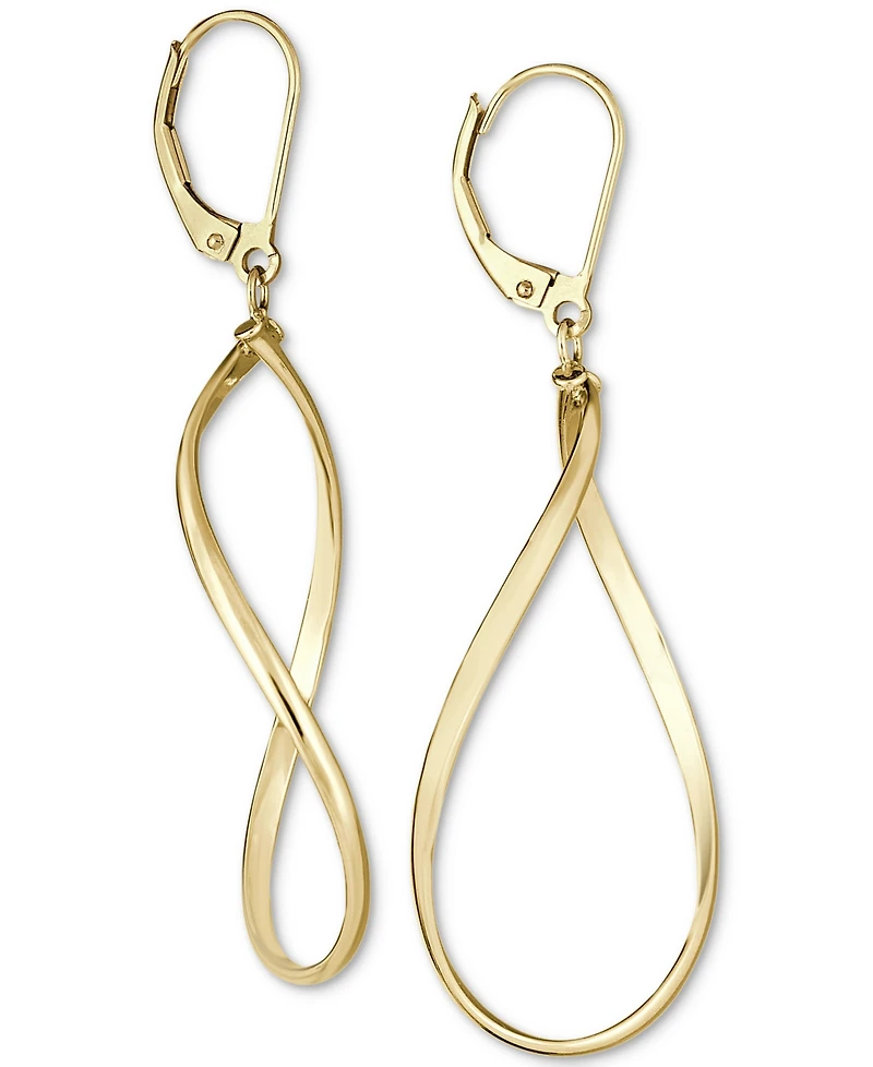 Italian Gold Polished Oval Drop Earrings in 14k Gold