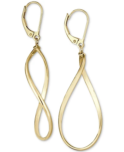Italian Gold Polished Oval Drop Earrings in 14k Gold