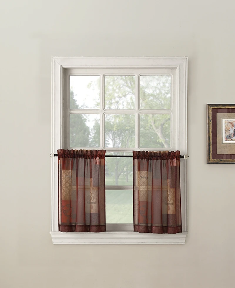 Eden Inspirational Patchwork Semi-Sheer Rod Pocket Kitchen Curtain Valance