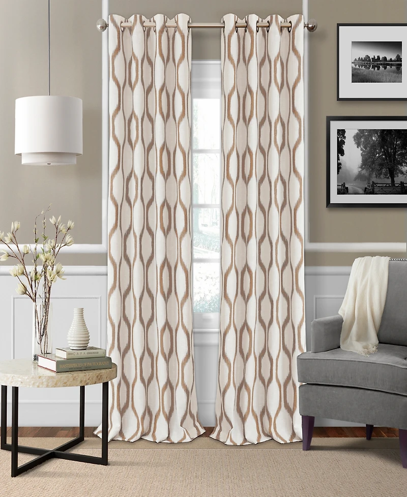 Elrene Home Fashions Renzo Ikat Geometric Linen Room Darkening Window Curtain