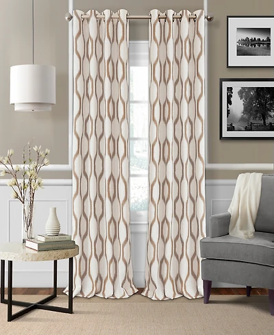 Elrene Home Fashions Renzo Ikat Geometric Linen Room Darkening Window Curtain