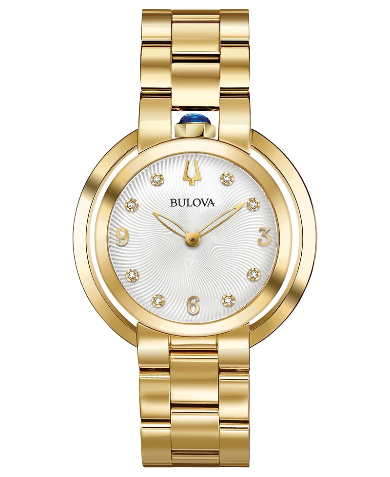Bulova Women's Rubaiyat Diamond-Accent Gold-Tone Stainless Steel Bracelet Watch 35mm