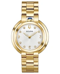 Bulova Women's Rubaiyat Diamond-Accent Gold-Tone Stainless Steel Bracelet Watch 35mm