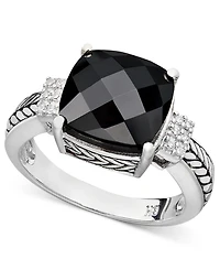 Effy Onyx (10 x 10mm) and Diamond Accent in Sterling Silver