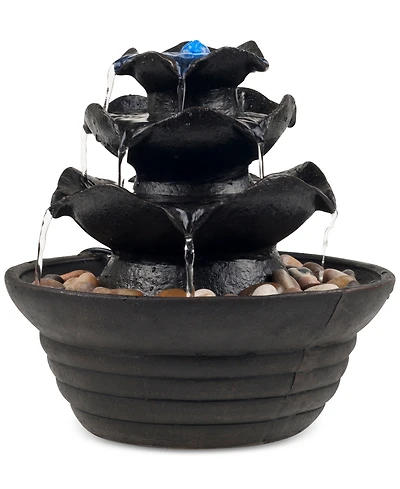 Pure Garden 3-Tier Cascading Tabletop Fountain with Led Lights