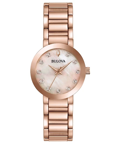 Bulova Women's Futuro Diamond-Accent Rose Gold-Tone Stainless Steel Bracelet Watch 30mm