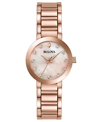 Bulova Women's Futuro Diamond-Accent Rose Gold-Tone Stainless Steel Bracelet Watch 30mm