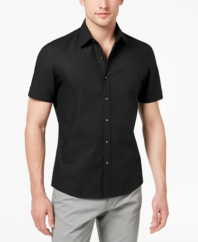 Michael Kors Men's Solid Stretch Button-Front Shirt