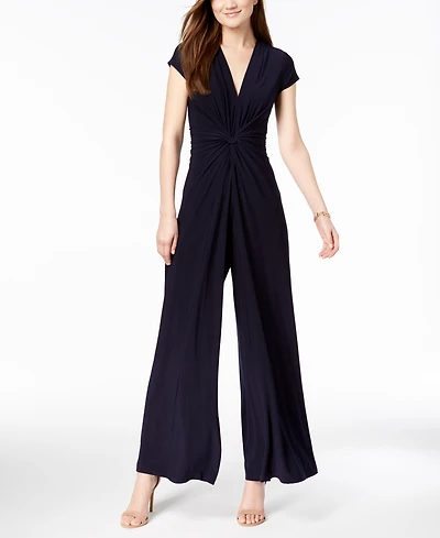 Vince Camuto Twist-Front Plunge Jumpsuit