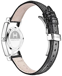 Hamilton Watch, Men's Swiss Ventura Black Leather Strap 32.3 x 50.3 mm H24411732