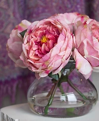 Nearly Natural Fancy Pink Rose Arrangement with Vase