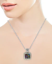Effy Multistone Square Pendant in Sterling Silver and 18k Gold
