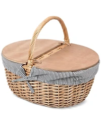 Picnic Time Country Navy & White Striped Picnic Basket