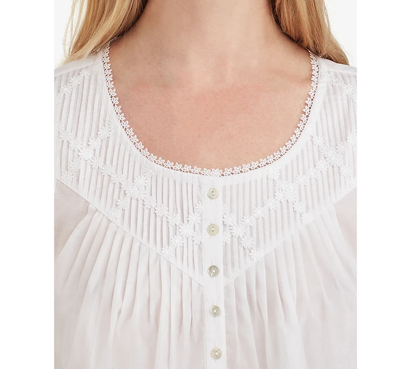 Eileen West Cotton Lace-Trim Short Nightgown