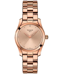 Tissot Women's Swiss T-Lady T-Wave Diamond-Accent Rose Gold-Tone Pvd Stainless Steel Bracelet Watch 30mm