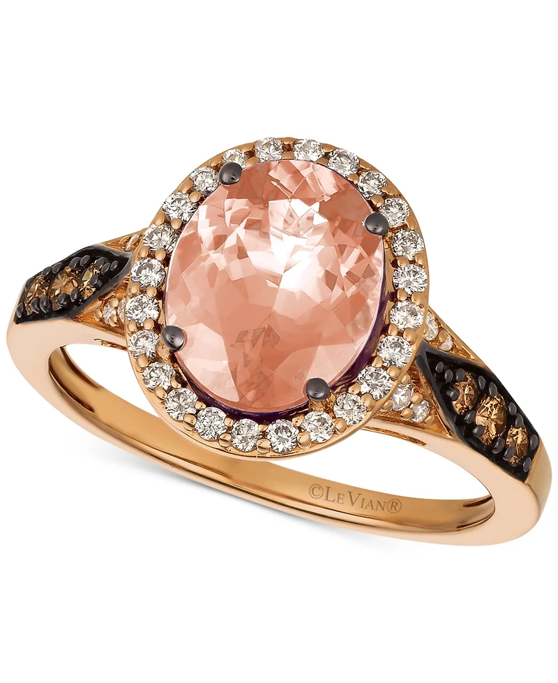 Le Vian Chocolatier Peach Morganite (1-3/4 ct. t.w.) & Diamond (3/8 ct. t.w.) Ring in 14k Rose Gold