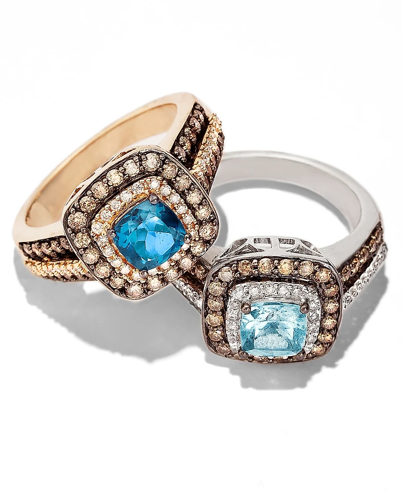 Le Vian Aquamarine (3/4 ct. t.w.) and Chocolate Diamonds (3/4 ct. t.w.) in 14k White Gold