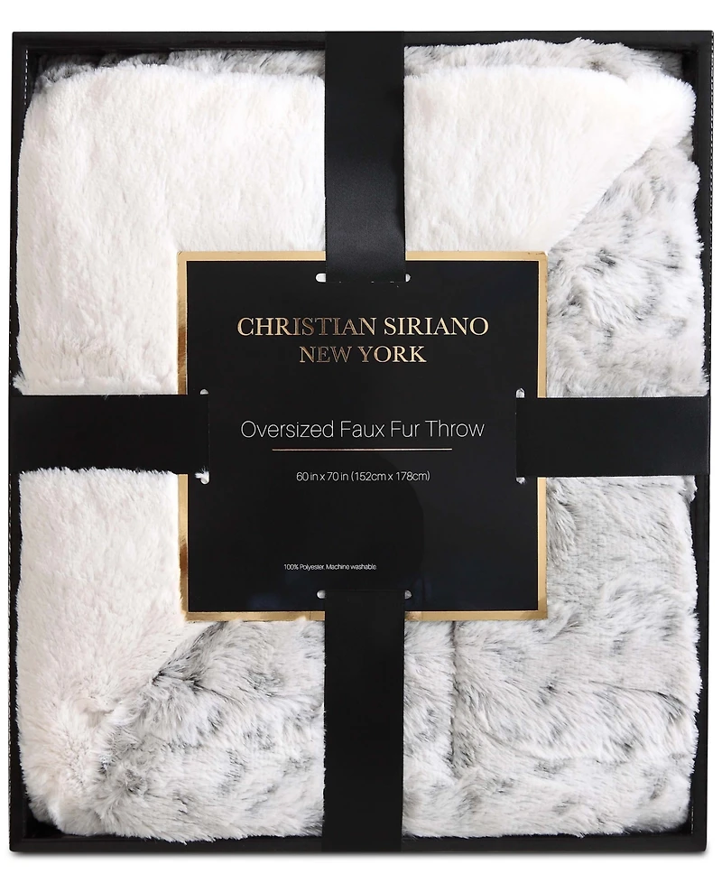 Christian Siriano Snow Leopard Luxury Faux-Fur Throw, 60" x 70"