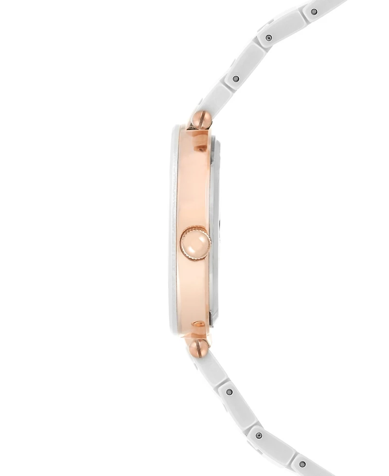 Anne Klein Women's Diamond Accent White Ceramic Bracelet Watch 33mm Ak-1018RGWT