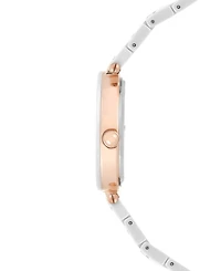 Anne Klein Women's Diamond Accent White Ceramic Bracelet Watch 33mm Ak-1018RGWT